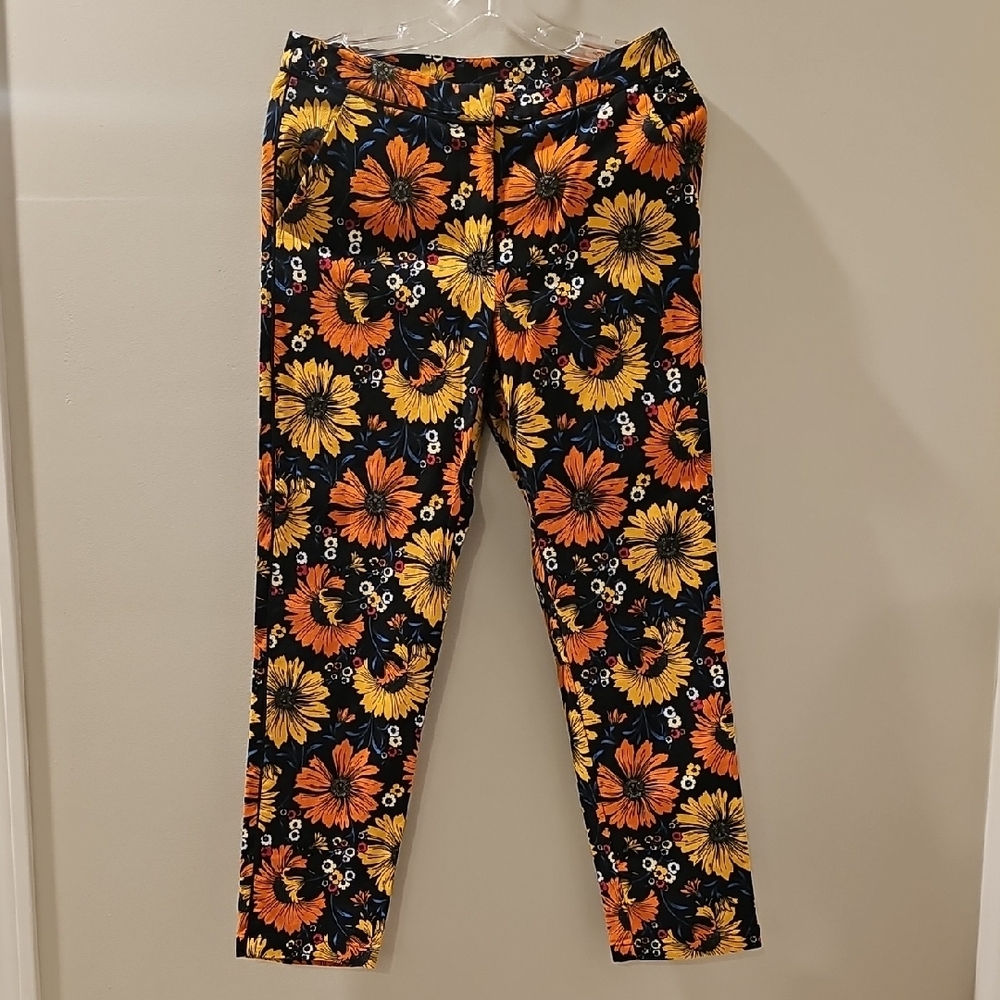 Floral TOPSHOP Pants - Black, Orange, Yellow